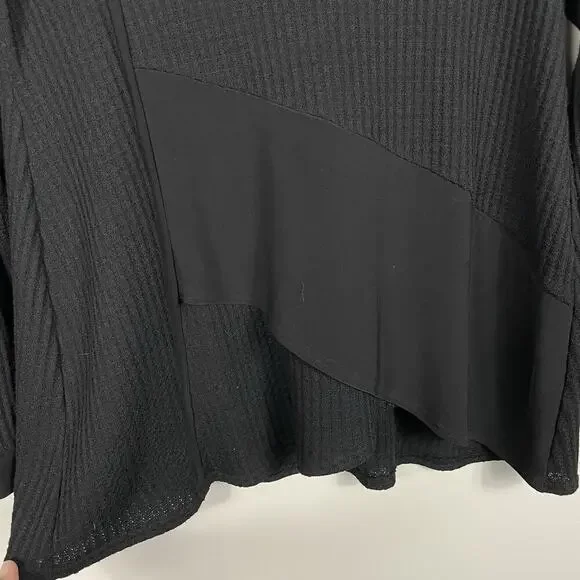 Sympli Waffle Knit Tunic Top Size 8 Black Asymmetrical Hem Lagenlook Minimalist - Picture 5 of 11